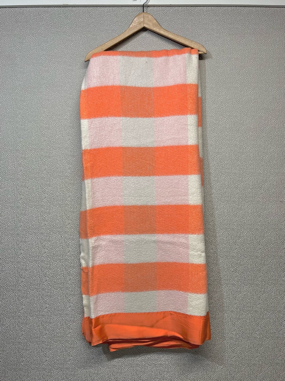 OS Vintage Camp Blanket Orange Pink Cream Buffalo Check
